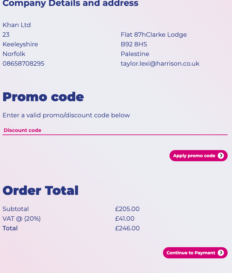 Discount code form - frontend