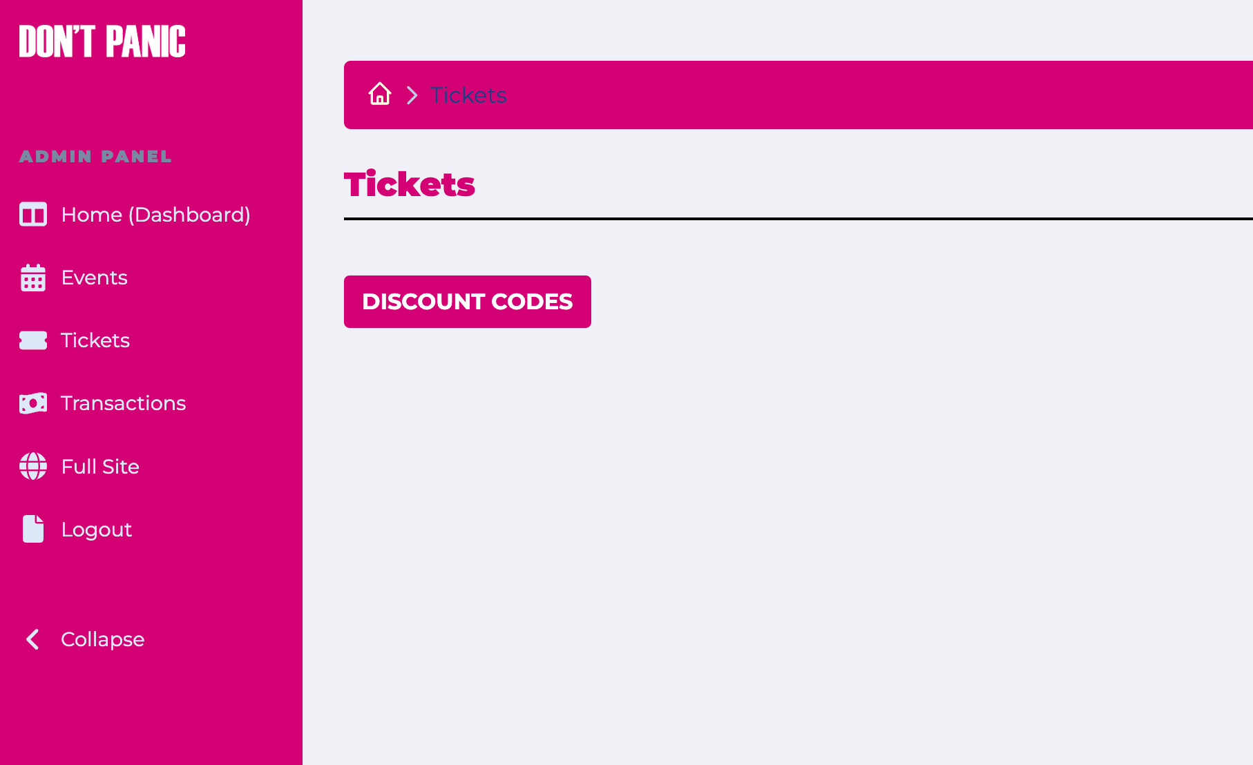 Tickets homepage